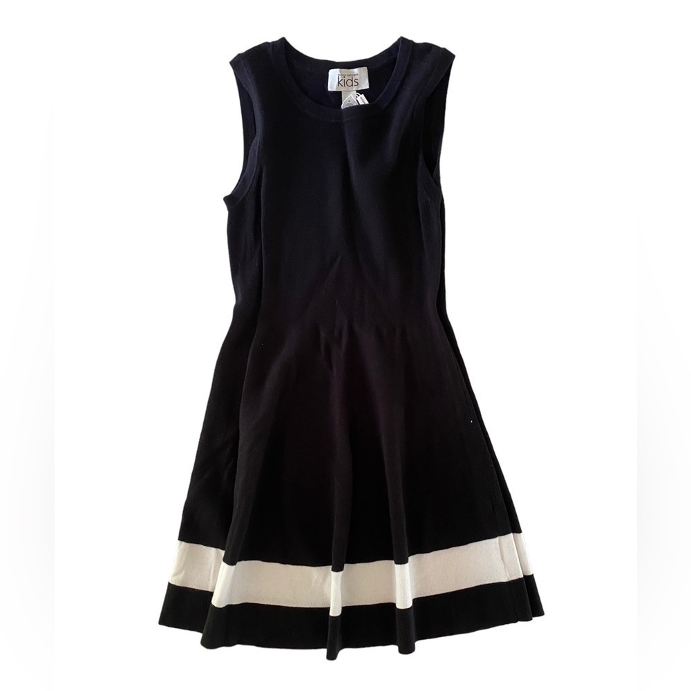 Autumn Cashmere Girls Sleeveless Flare Dress Black Knit NWT